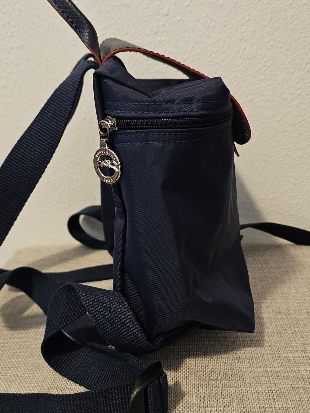 Longchamp Navy Mini Backpack with Red Accent - Picture 2 of 4